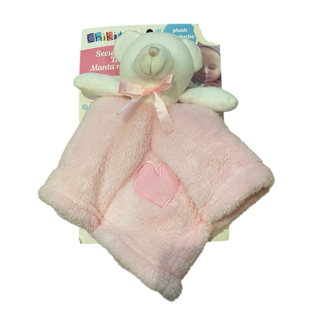 Chikitoe Lovey Teddy Bear Pink Heart Security Blanket Baby Girl Soft Cuddle Toy